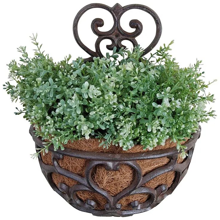 Öntöttvas fali virágtartó kókuszrost betéttel, 29 x 37 cm