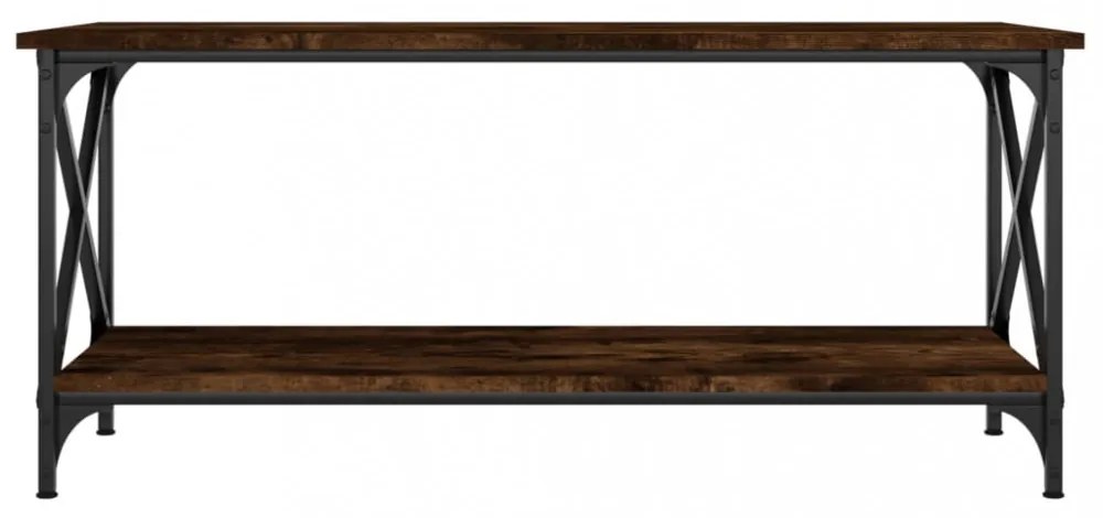 füstös tölgy szerelt fa és vas dohányzóasztal 100 x 45 x 45 cm