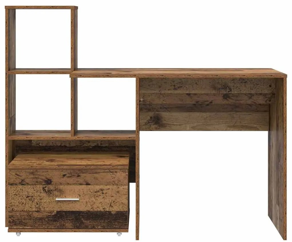 Asztal fiókkal polcokkal Régi fa 131.5 x 50 x 106.5 cm Faanyag