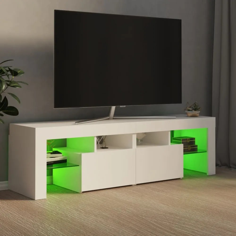 fehér TV-szekrény LED-lámpákkal 140 x 36,5 x 40 cm