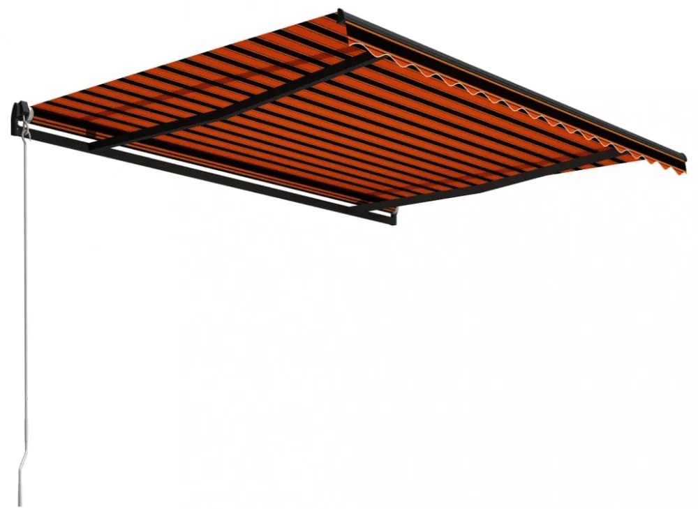 narancssárga és barna kézzel kihúzható napellenző 450 x 300 cm