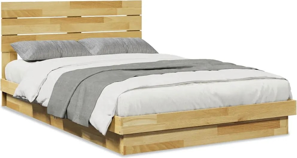 vidaXL ágykeret fejtámlával matrac nélkül 120x200 cm tömör fa tölgyfa