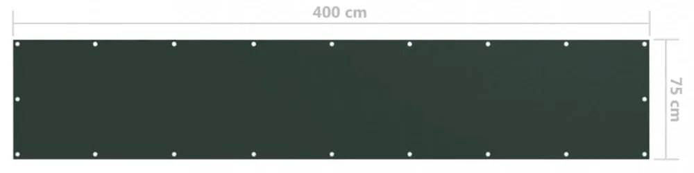 sötétzöld oxford-szövet erkélynapellenző 75 x 400 cm
