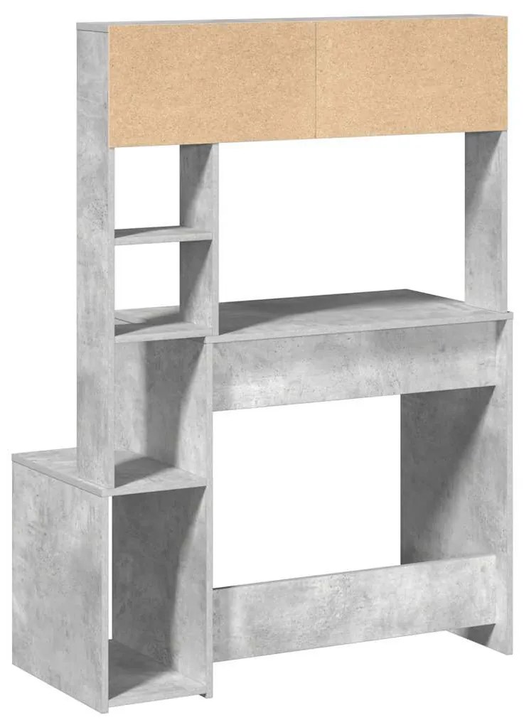 vidaXL betonszürke szerelt fa íróasztal polcokkal 100x45x140 cm