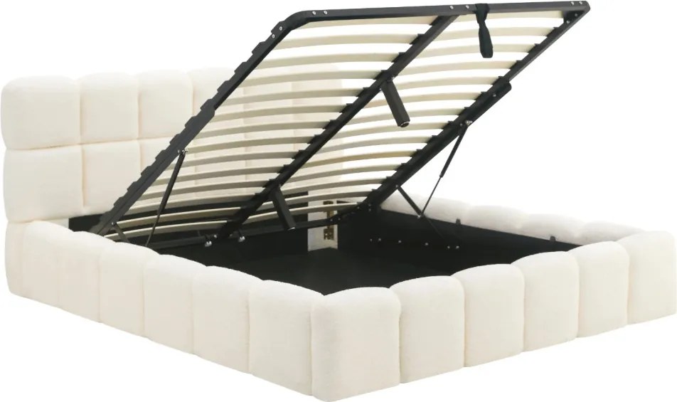 Franciaágy Krém Boucle szövet kárpittal. 160x200 MURCJA