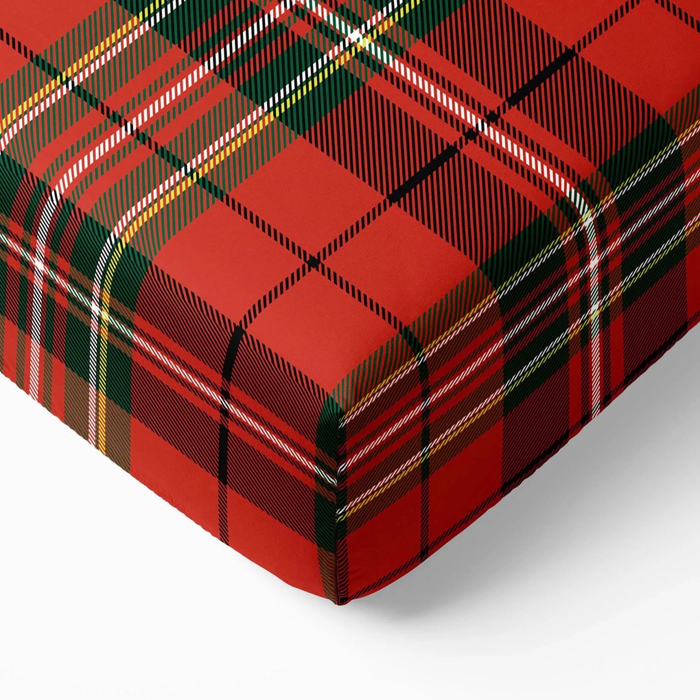 Goldea pamut gumis lepedő - piros kockás 160 x 200 cm