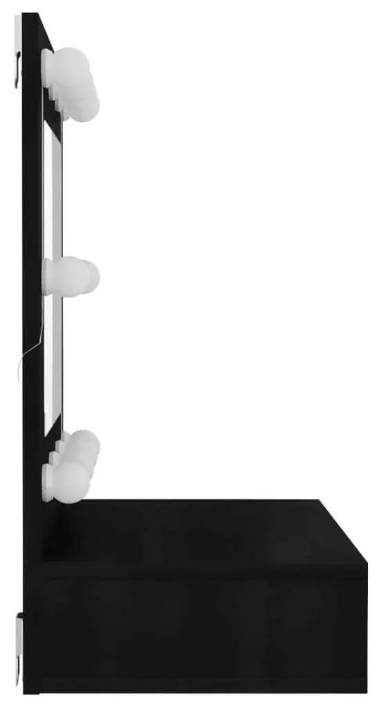 fekete tükrös szekrény LED-ekkel 60 x 31,5 x 62 cm