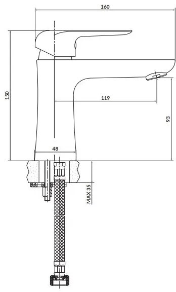 Cersanit S951-359 - Mosdócsap CITY 15 cm fényezett króm