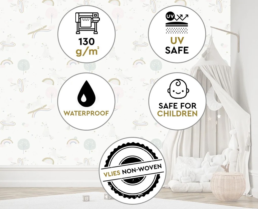 Gario Fotótapéta Unikornis gyerekeknek Anyag: Vlies, Méret: 350 x 245 cm