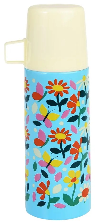 Kék-krémszínű gyerek termosz 350 ml Butterfly Garden – Rex London