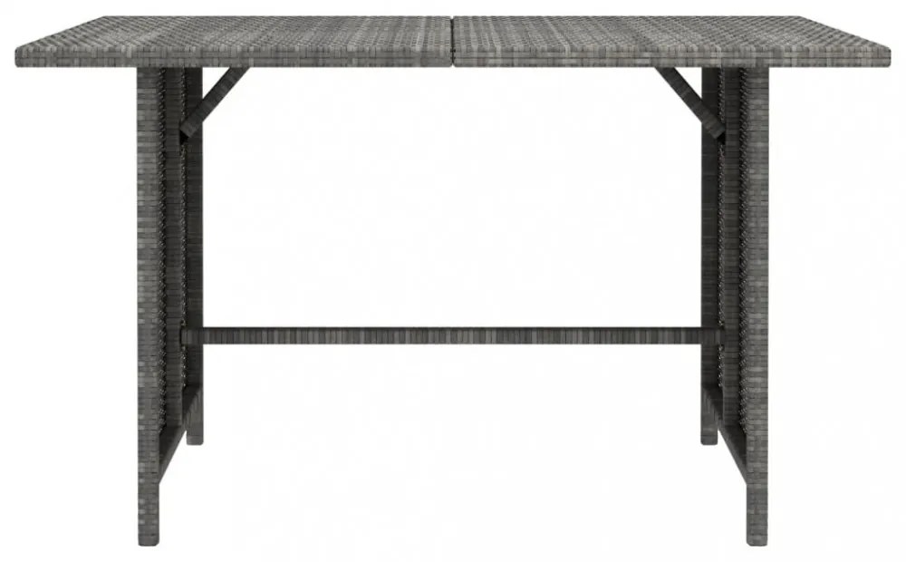 szürke polyrattan kerti étkezőasztal 110 x 70 x 65 cm