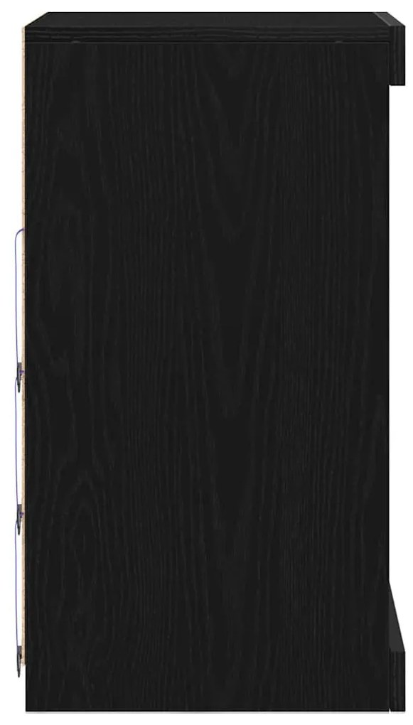 Széf LED -es lámpákkal Fekete tölgy 41 x 37 x 67 cm Faanyag