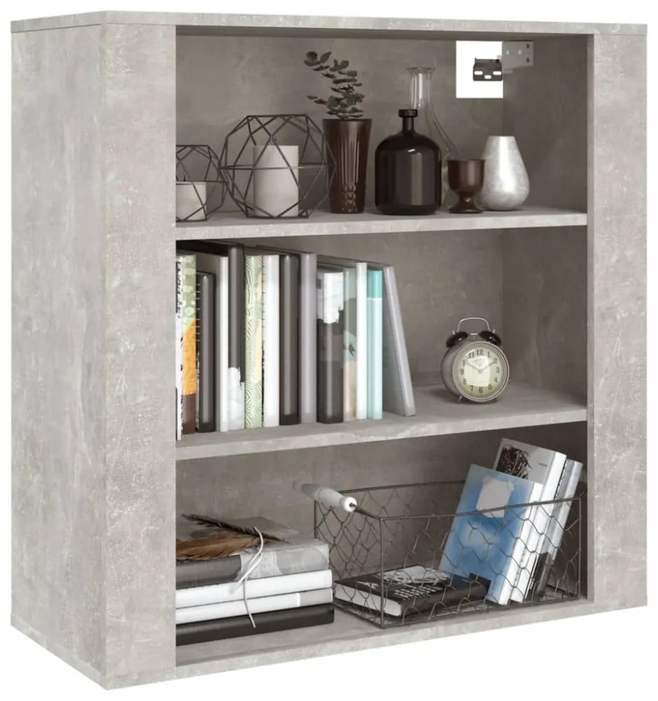 betonszürke szerelt fa faliszekrény 80 x 313 x 80 cm