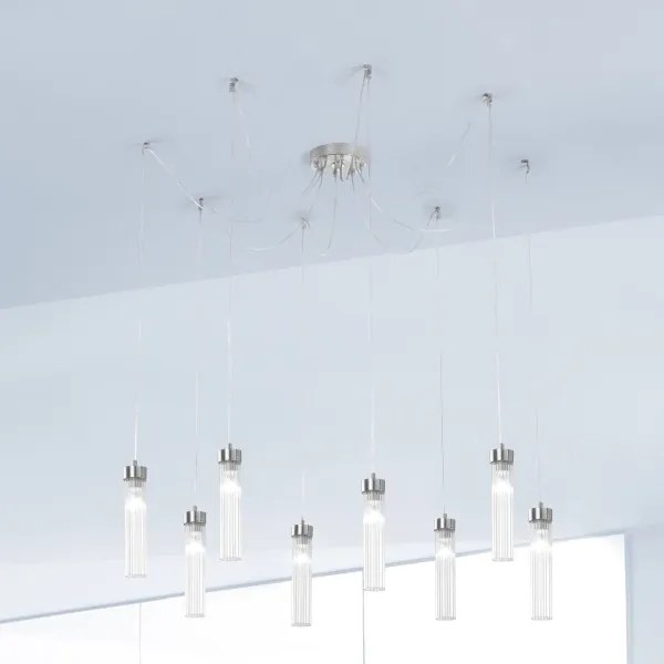 Kolarz 6009.30850 - Csillár zsinóron RAGGIO 8xE14/25W/230V pók ezüst