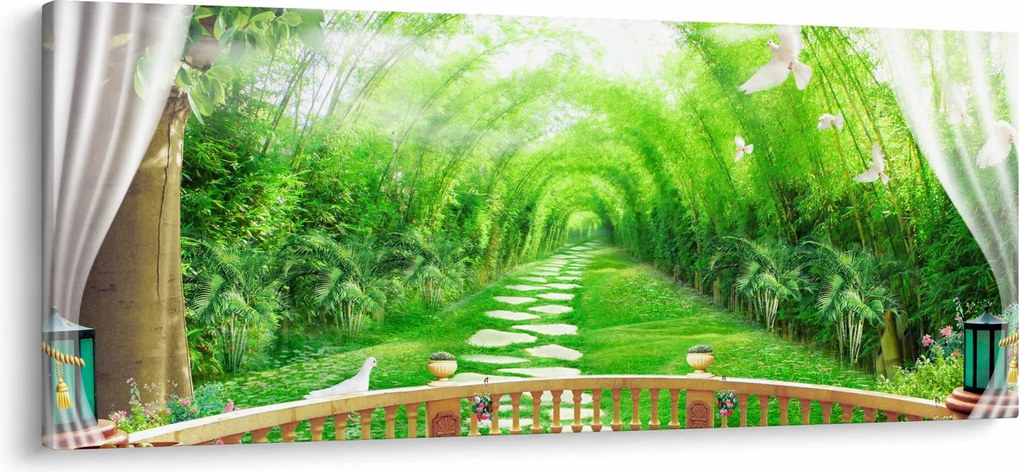 Kép - Trópusi kertre néző kilátás (120x50 cm)