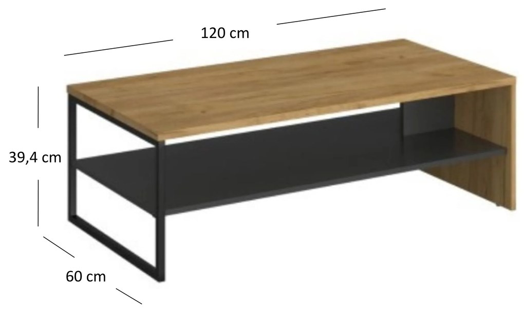 Dohányzóasztal Shanna (arany craft tölgy + antracit). 1053225