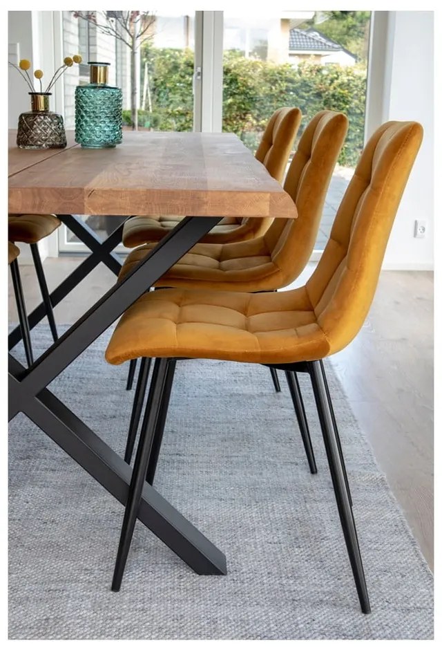 Sárga kárpitozott étkezőszék szett 2 db-os Middelfart – House Nordic