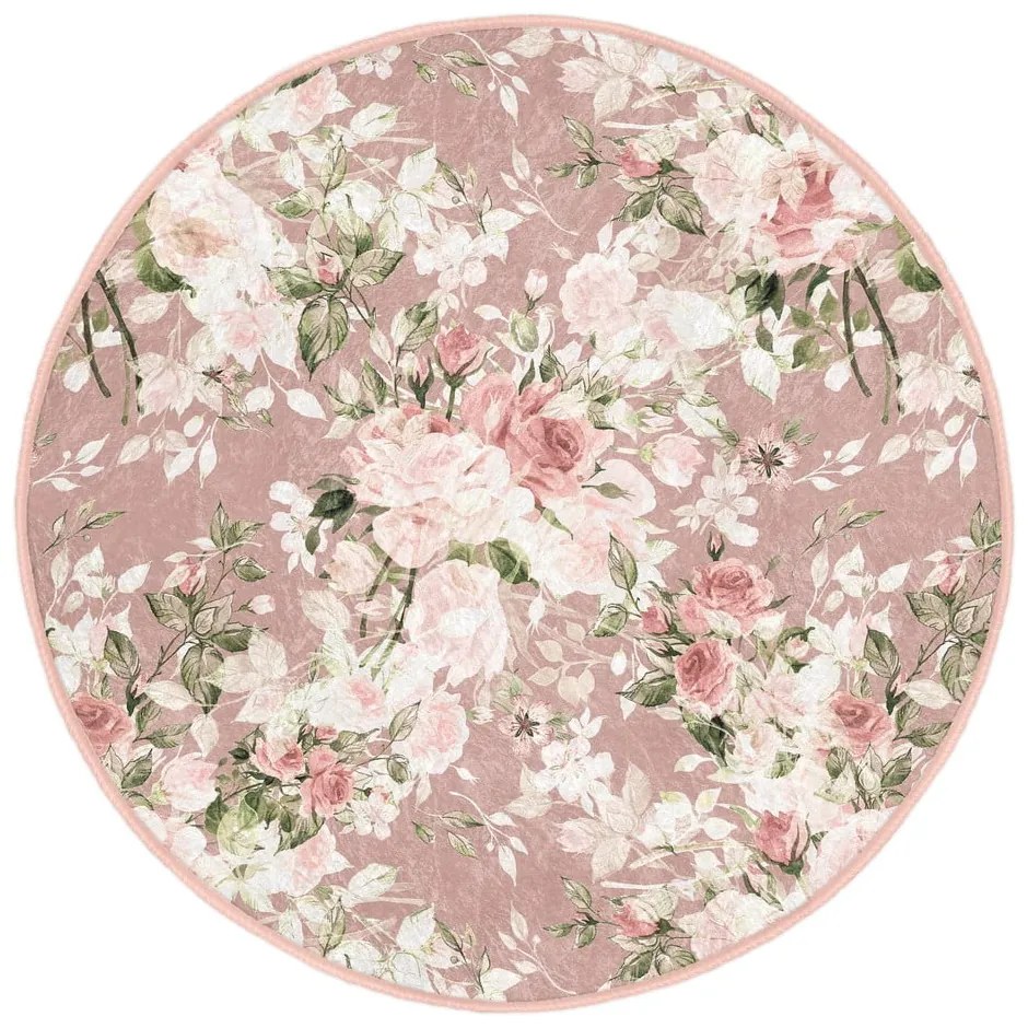 Világos rózsaszín mosható-robotporszívóval tisztítható kerek szőnyeg ø 80 cm Comfort – Mila Home