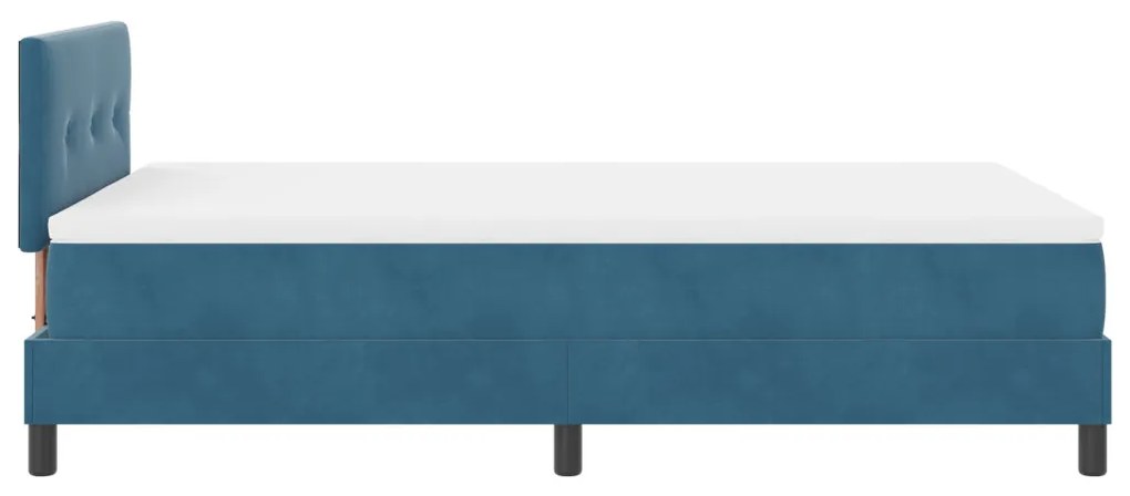 Boxspring Ágy Matraccal Sötétkék Kicsi Kétszemélyes Velúr