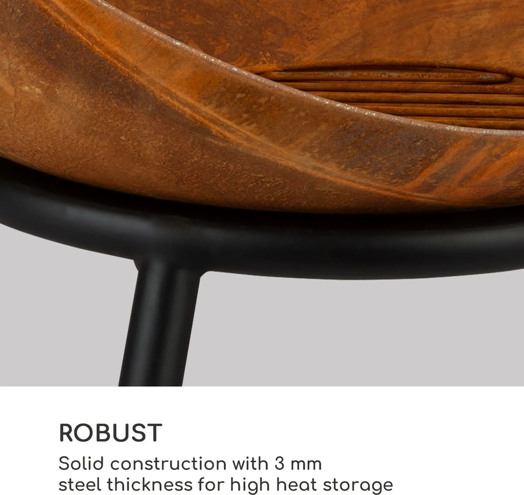 Blumfeldt Fireball Rust, tűzrakóhely, Ø 60 cm, kidönthető rostély, rozsdás megjelenés