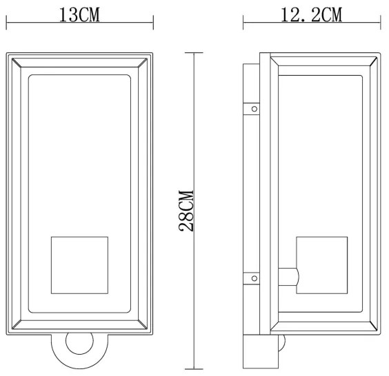 Globo 31982SS -Érzékelős kültéri fali lámpa LOGANA 1xE27/60W/230V IP44 fekete
