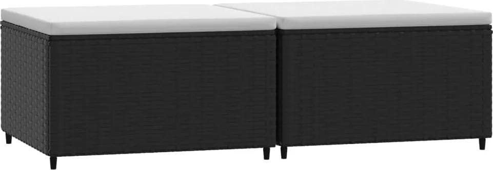 vidaXL 2 db fekete polyrattan kerti lábtartó párnákkal