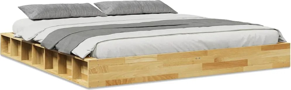 vidaXL tömör fa tölgyfa ágykeret matrac nélkül 200x200 cm