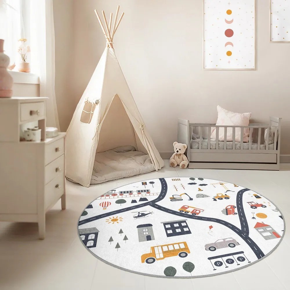 Mosható gyerek játszószőnyeg ø150 cm World Around Me – Mila Home