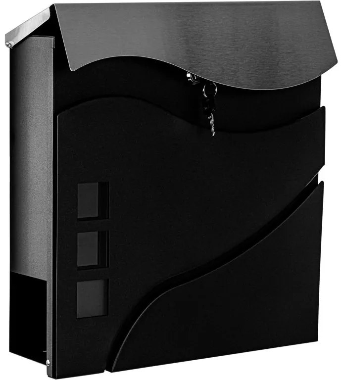 STILISTA Postaláda 370 x 370 x 110 fekete/rozsdamentes acél