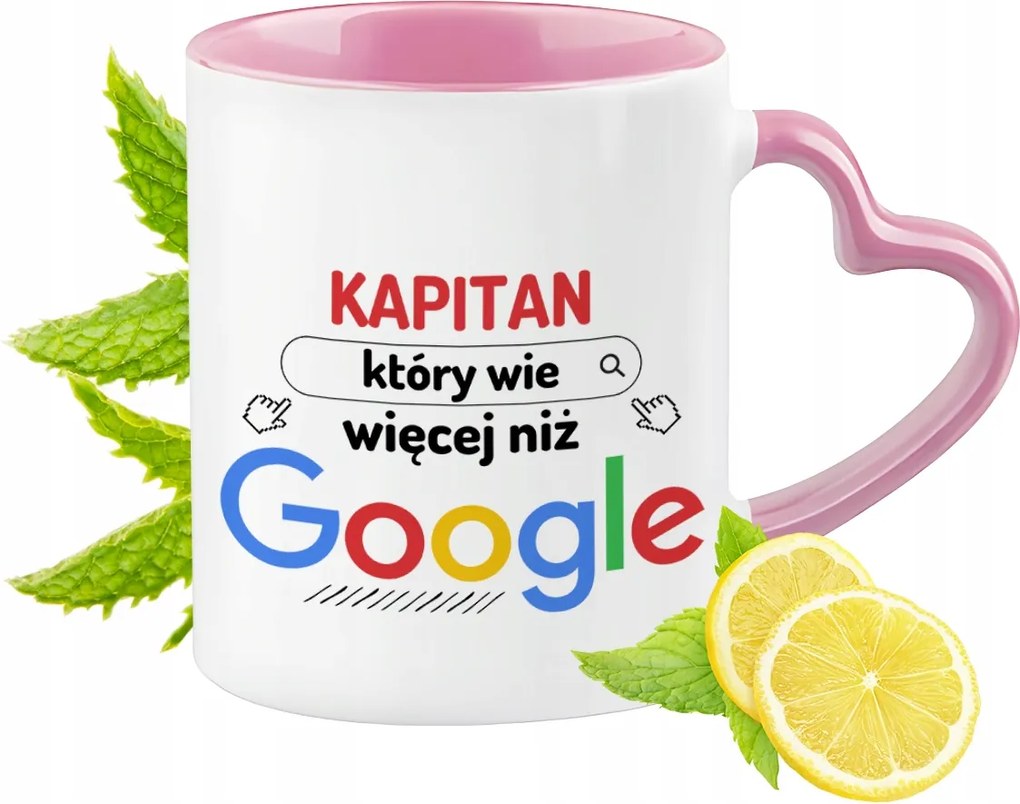 Kapitány bögre Rózsaszín, szív alakú füllel Kávé ajándék