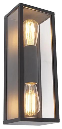 Ipari fali lámpa fekete 38 cm 2-lámpa IP44 - Charlois