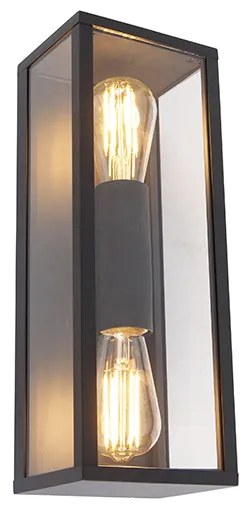 Ipari fali lámpa fekete 38 cm 2-lámpás IP44 - Charlois