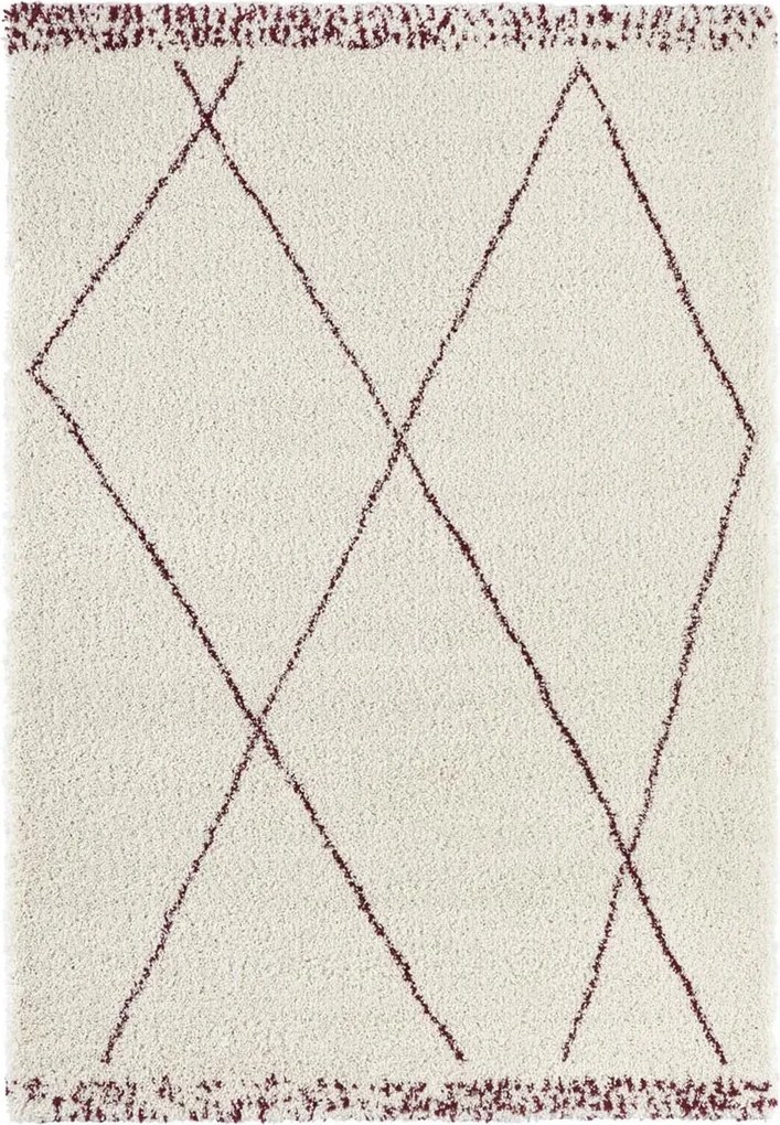 Krémbarna szőnyeg nappaliba,vastag shaggy szőnyeg, boho mintás 80x150 cm