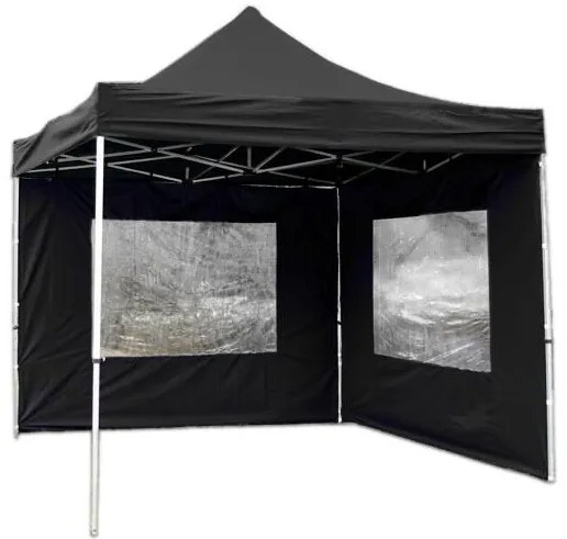 GARTHEN Kerti pavilon PROFI 3 x 3 m fekete + 2 oldalfal