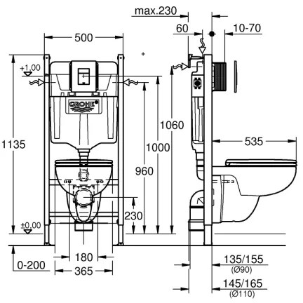 GROHE 39816000 - WC szett SOLIDO COMPACT 1,13 m kerámia/fehér