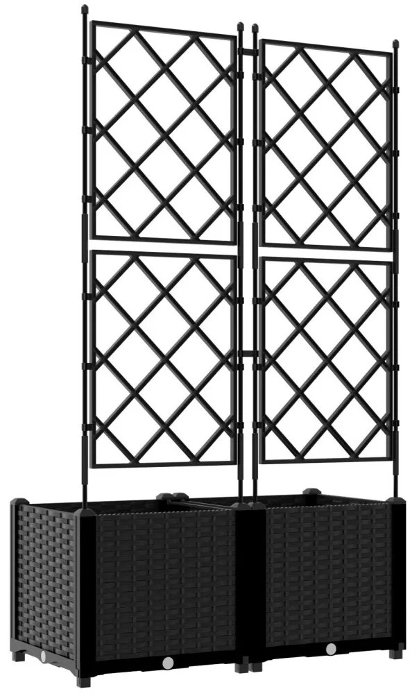 Kertész cserép rácsos változattal 2 pcs Fekete 80 x 40 x 143 cm