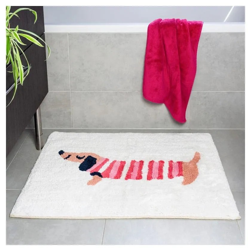 Piros-fehér fürdőszobai kilépő 83x52,5 cm Sausage Dog – Rex London