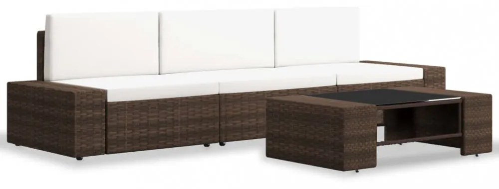4 részes barna polyrattan kerti ülőgarnitúra