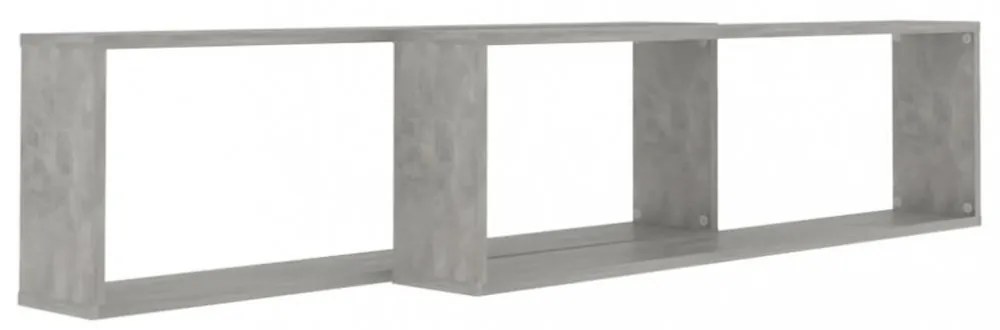 2 db betonszürke szerelt fa fali polc 100 x 15 x 30 cm