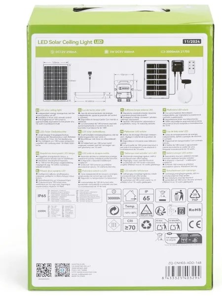 Aigostar - LED Napelemes lámpa LED/35W/12V 3000 mAh 6500K átm. 16,8 cm