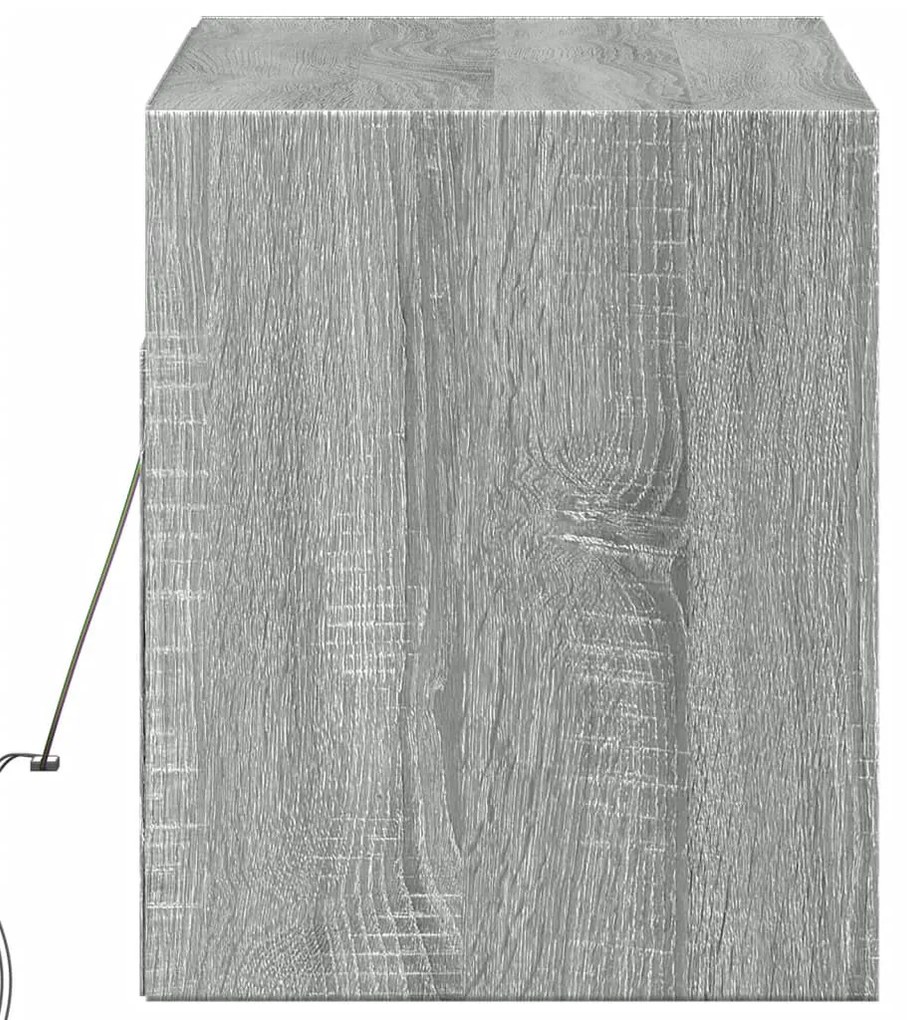 szürke sonoma színű fali TV-szekrény LED-ekkel 100 x 31 x 35 cm