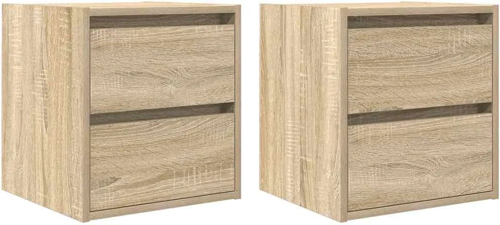 vidaXL 2 db sonoma tölgy falra szerelhető éjjeliszekrény 38x34x40 cm