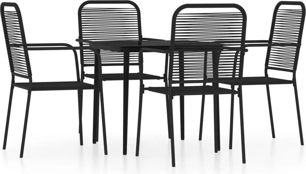 vidaXL 5 részes fekete kerti étkezőgarnitúra
