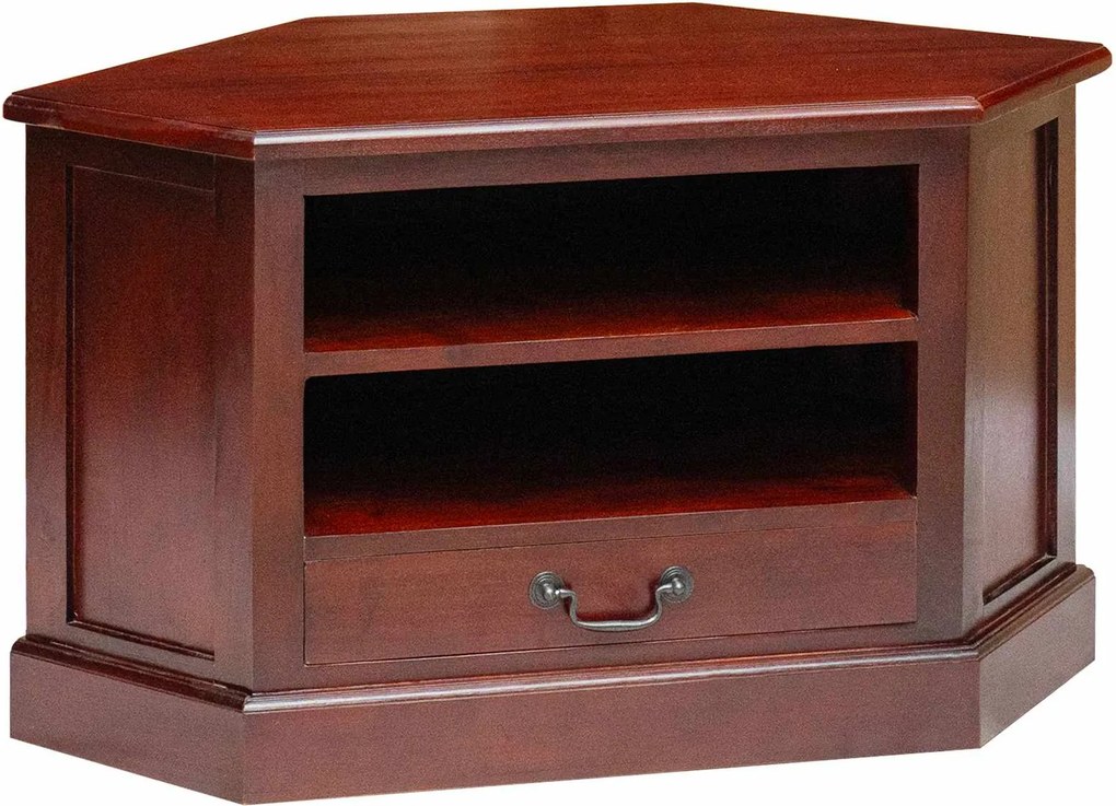 vidaXL SarokTVSzekrény fiókkal Barna 79 x 40 x 46 cm Tömör Mahagóni Fa