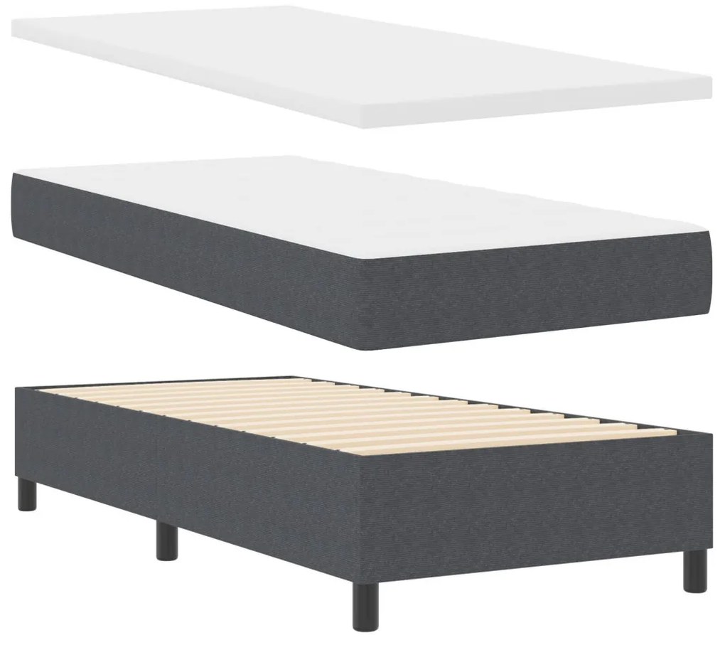 Boxspring ágy matraccal sötétszürke 80x200 cm kordbársony szövet