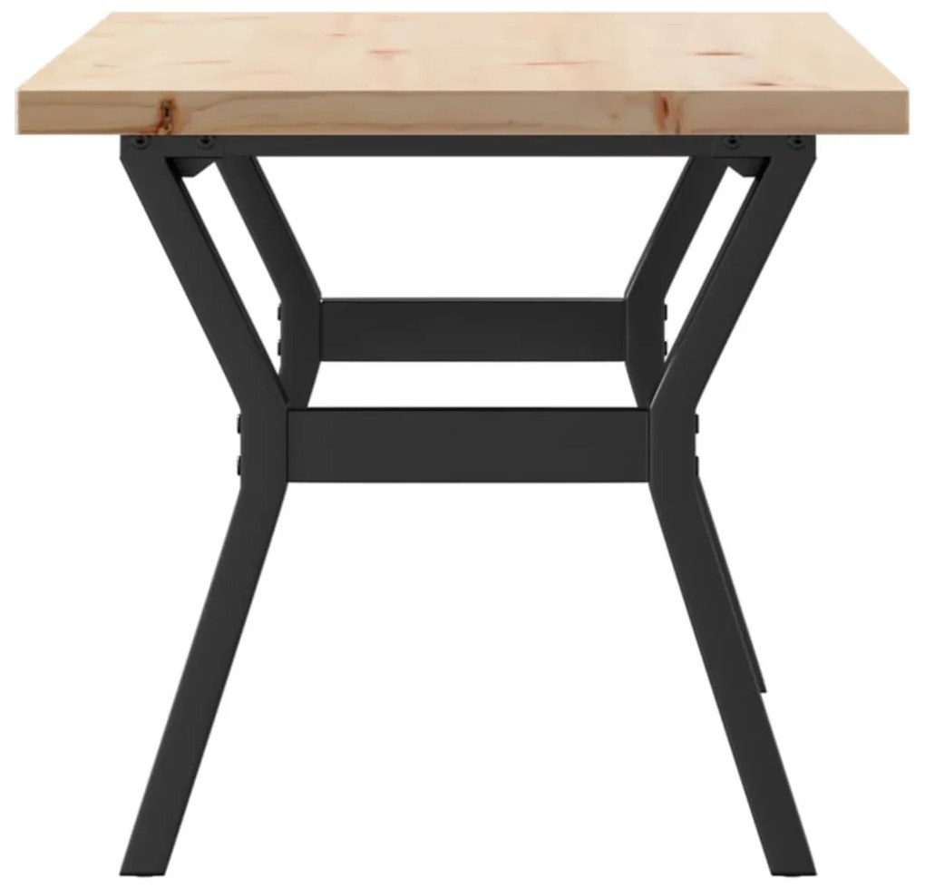 Tömör fenyőfa és acél Y-vázú dohányzóasztal 100x50x45,5 cm