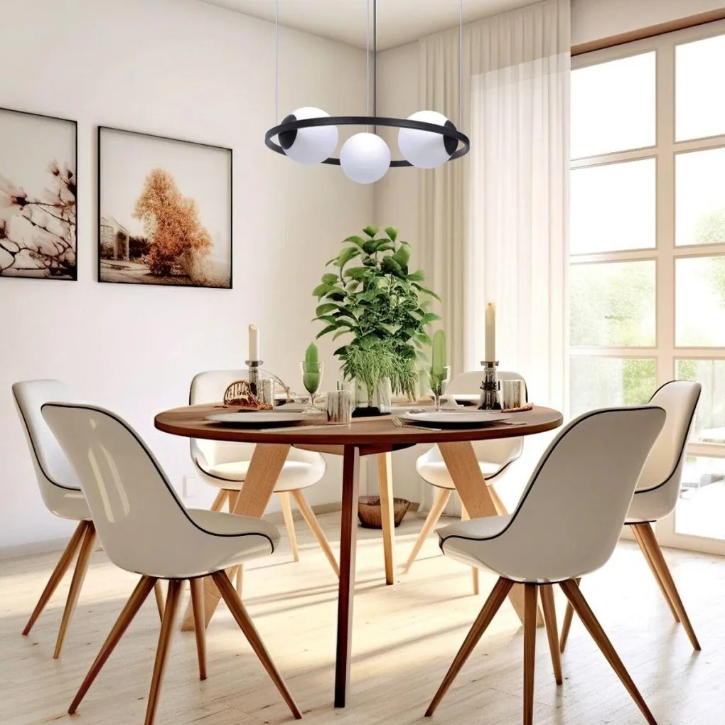 ZUMA LINE 5004 ORBIT Modern Függesztett Lámpa Fehér, Fekete E27 IP20