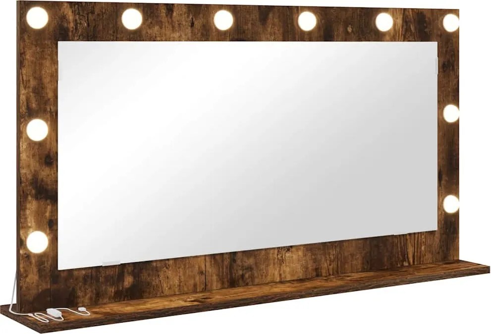 vidaXL Toalett Tükör Füstölt tölgy 100 x 55 x 18 cm Üveg és mérnöki fa