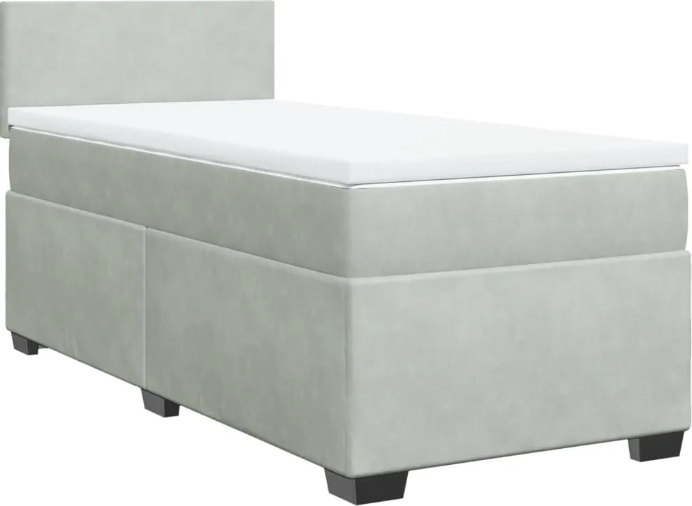 vidaXL világosszürke bársony rugós ágy matraccal 80 x 200 cm
