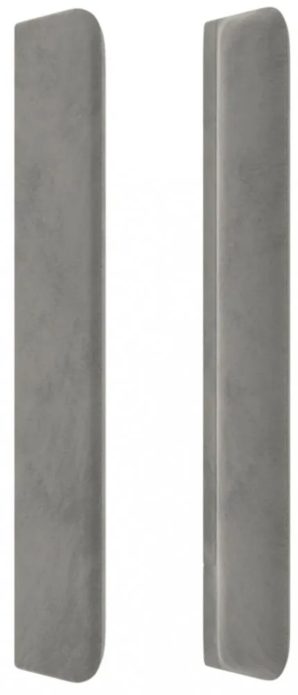 világosszürke bársony fejtámla szárnyakkal 203x16x118/128 cm